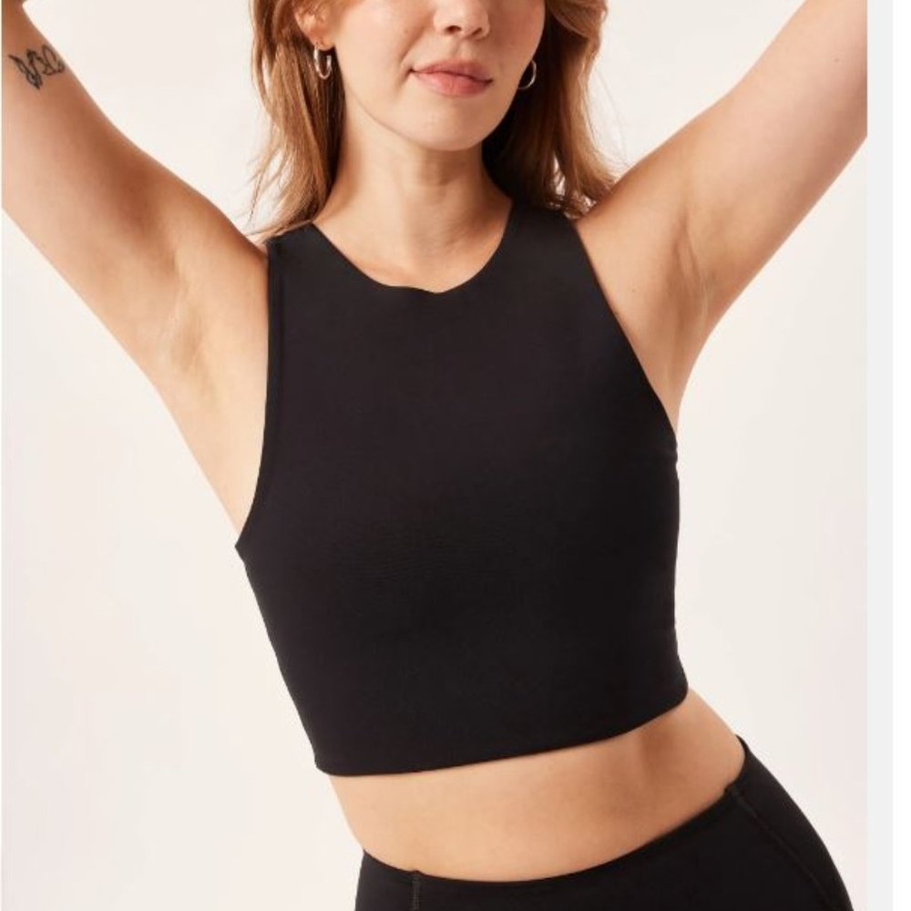 girlfriend collective Black High-Neck Cropped Sports Bra